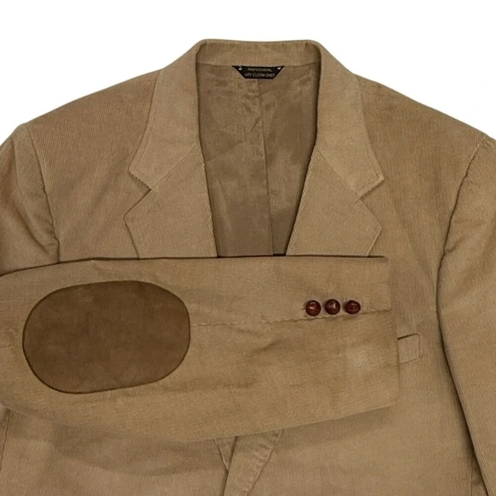 Vintage Levis Corduroy Blazer Mens 44R Tan Elbow‎ Patches Sport Coat Jacket